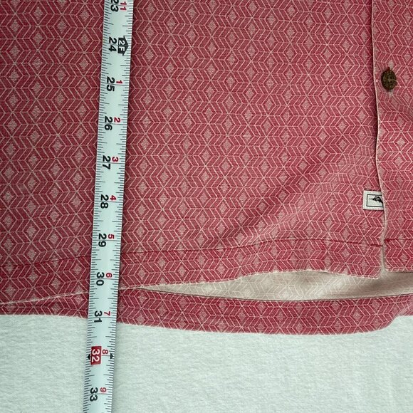 Tommy Bahama Silk Hawaiian Textured Button-Up Camp Shirt Short-Sleeve Red Men XL - Picture 12 of 12
